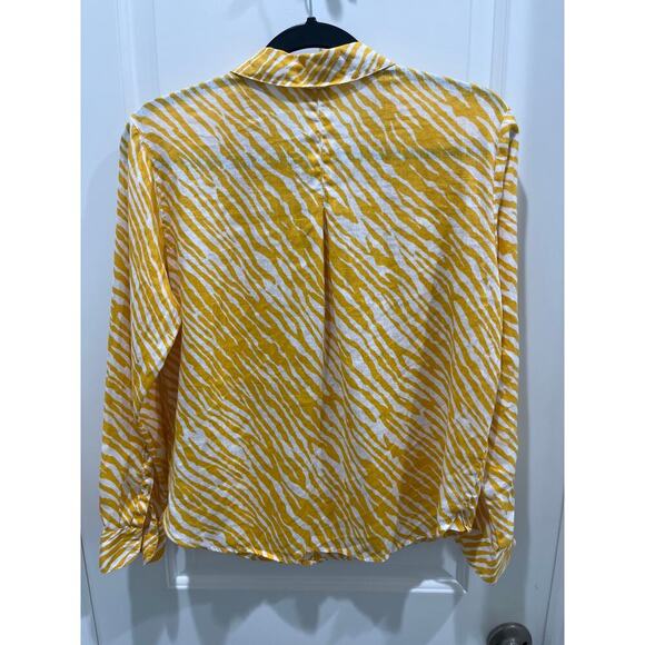Boden Yellow Safari 100% Linen Button Down Shirt Sz 2P - Picture 7 of 8